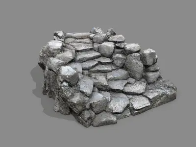 Old Rock Stairs Low-poly 3D model