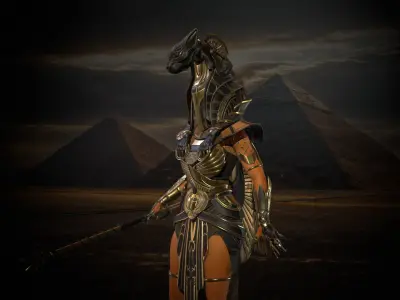 Bastet Egyptian goddess Low-poly 3D model