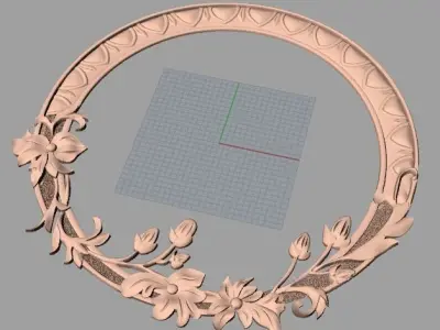 Round flower 3D relief STL model used for CNC router E040 3D model