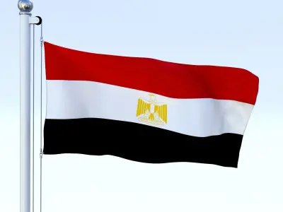 Animated Egypt Flag Low-poly 3D model