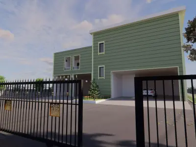 3 floors pool triplex house detail modeling Low-poly 3D model