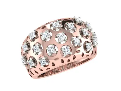 Light Weight Rose Gold Diamond Ring  -DDS RN 263 3D print model
