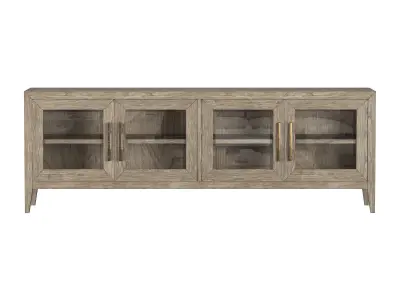 FRENCH CONTEMPORARY GLASS 4-DOOR MEDIA CONSOLE 3D model