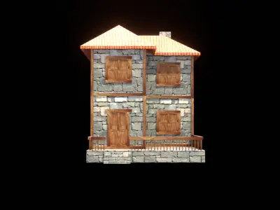 medieval house low poly village town residential house  93 Low-poly 3D model