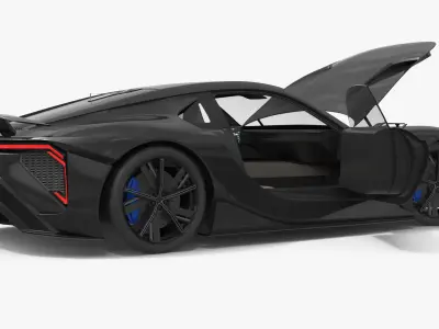  Aerodynamic Sport Concept Vehicle Black Rigged 