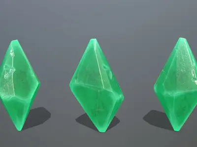 Crystal Set emerald gemstones in shapes and sizes Low-poly 3D model