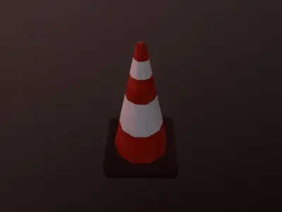 Red Road Cone Low-poly 3D model