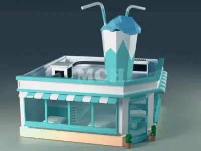Coffee Shop Low-poly 3D model