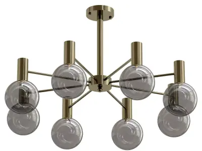 Tiara Tiara modern chandelier with six glass globes 3D model