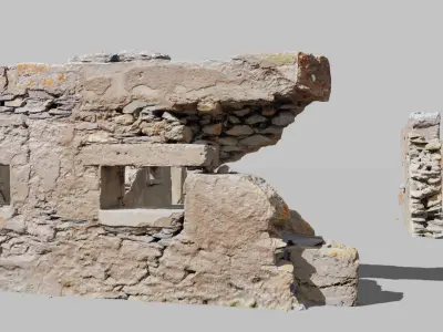 House Wall Ruins Stone Scan Modules PBR Low-poly 3D model