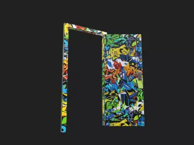 Colorful Graffiti Urban Street Art Style Door 3D model