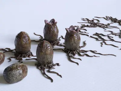 Alien Eggs 4 Variants plus Nests and Tendrils - 3D Asset Kit PBR Low-poly 3D model