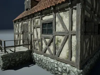 Medieval House 08 Game Ready Low-poly 3D model