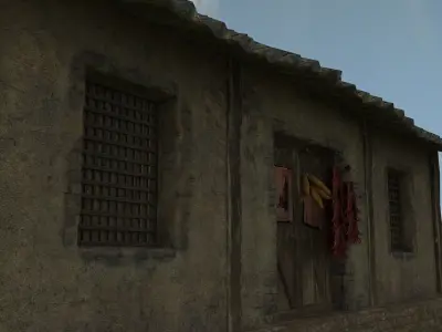 A dilapidated barn Low-poly 3D model