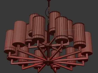 LIAISON gold chandelier with glass shades 3D model