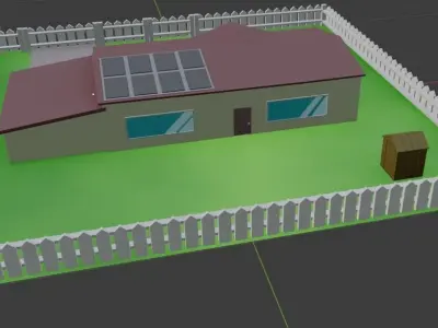Low-poly House with picket fence Low-poly 3D model