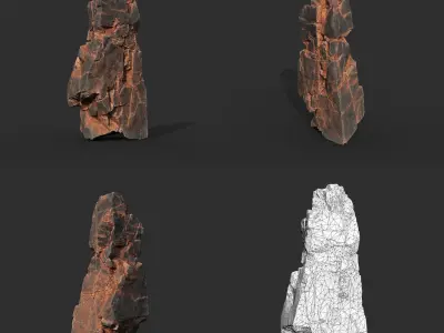Low poly Black Yellow Cliff Modular 211126 Low-poly 3D model