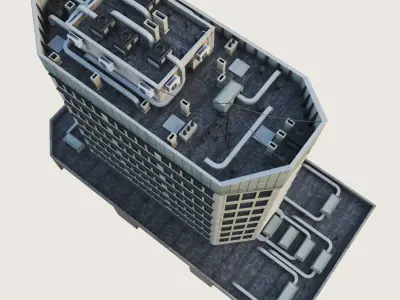 Building Skyscraper City Town Downtown Office Space Work Street Low-poly 3D model