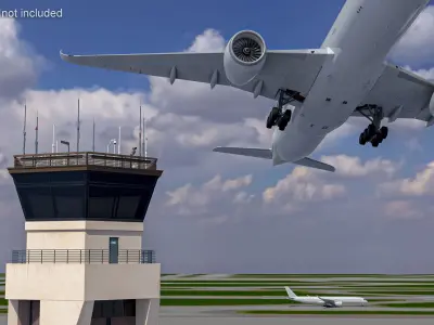  Air Force Base Control Tower and Airplane 