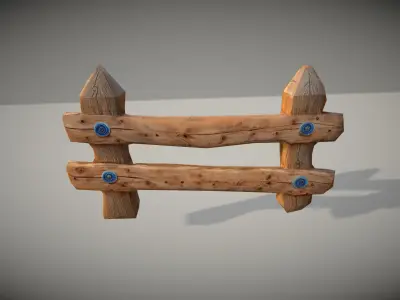 Cartoon Forest Fence Low-poly 3D model