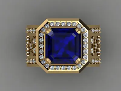 Sphear Bule Emerald Square with daimonds File 3D print model 3D print model