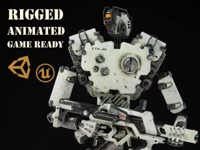 Etasphera46 star wars robot holding light Low-poly 3D model