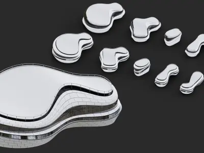 Futuristic Buildings Kitbash Set Low-poly 3D model