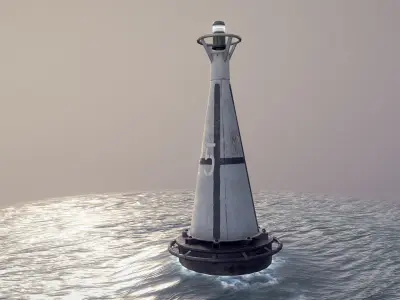 Buoy River RB-6-01 Left Danger Mark Low-poly 3D model