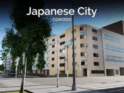 Japanese City Low-poly 3D model