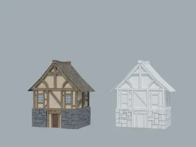 Modular Medieval Houses Low-poly 3D model purchase