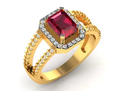 Diamond Ring For Women 3d Print Model 3D print model 38