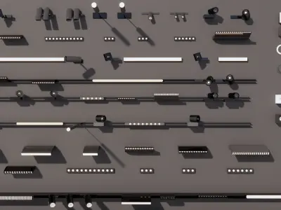 Modern downlights-spotlights-track lights 3D model