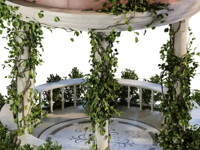 Garden Gazebo set 922 Low-poly 3D model