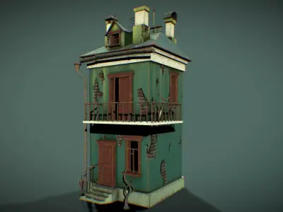 Old french house Low-poly 3D model
