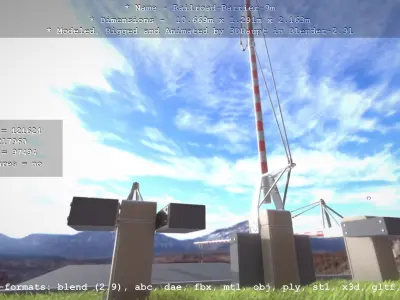 Railroad Barrier 9m High-Poly 3D model