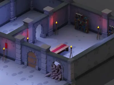 Dungeon Pack - 52 Assets Low-poly 3D model