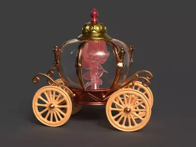 Chinese Ancient Carriage with red rose Figure  Low-poly 3D model