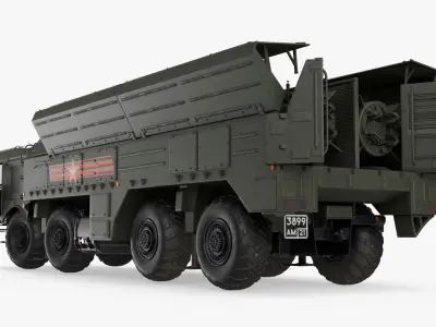  Mobile Ballistic Missile System Iskander Rigged for Maya 