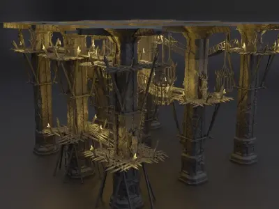 Infested Dwarf Pillars Tabletop Terrain 28 mm 3D print model