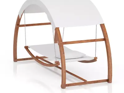 Wooden Hammock with Sunshade 3D model