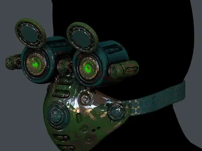 Gas mask helmet 3d model scifi Low-poly Low-poly 3D model