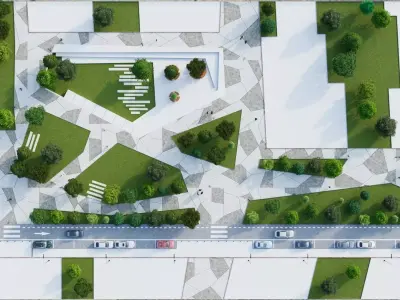 Modern City park 3D scene 3D model