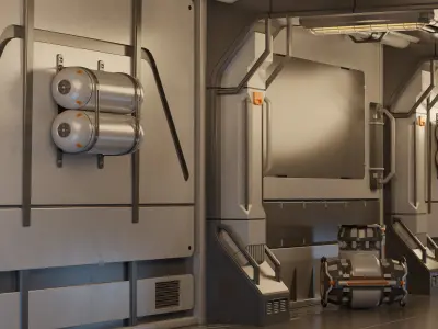 Sci-fi Props Interior kitbash 3D model