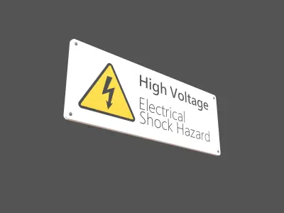 High Voltage English Version Sign v1 001 Low-poly 3D model