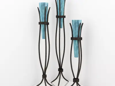 Floor vases with hand painted glass  Free 3D model