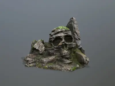 Skull Rock Low-poly 3D model 3