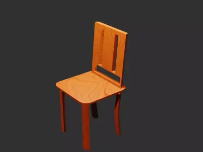 Simple style wooden living room chair  Free low-poly 3D model