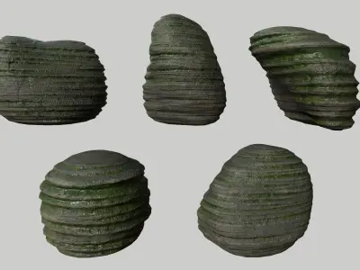 Rock Set Low-poly 3D model purchase