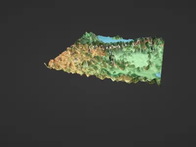 Laos Map Topography Low-poly 3D model
