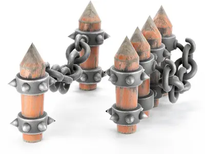 stylized Fence model game rady  Low-poly 3D model